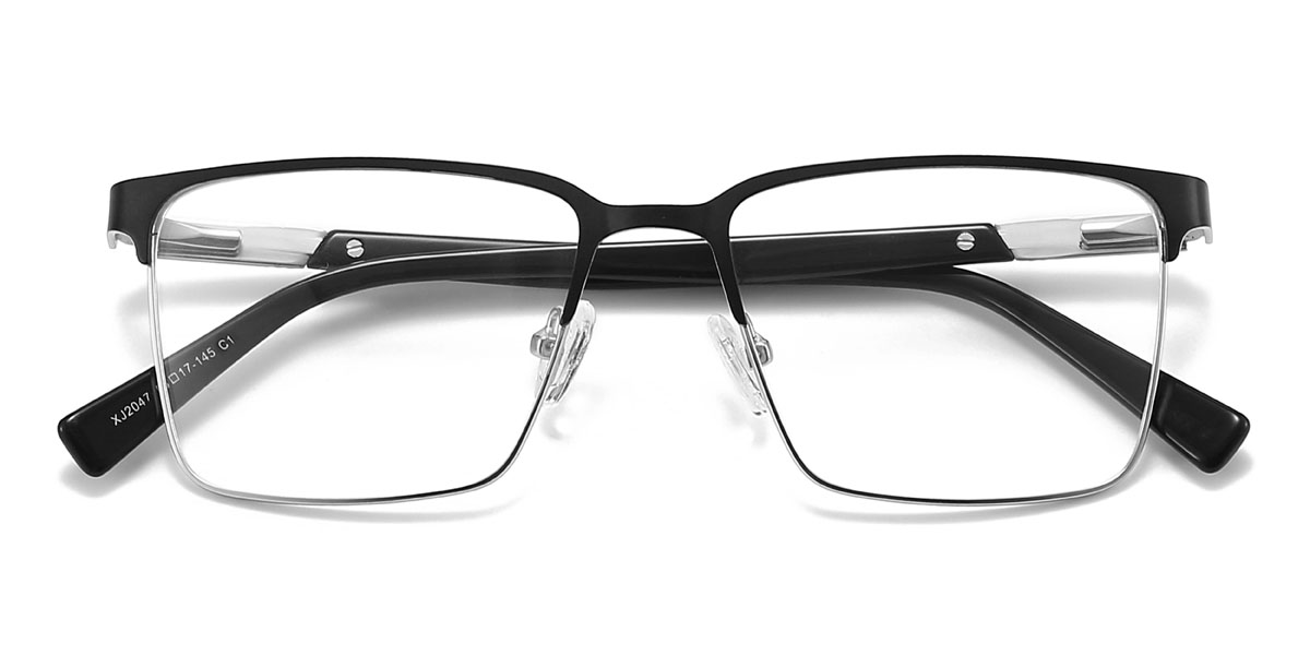 Noir Argent Dave Lunettes - Rectangle Glasses