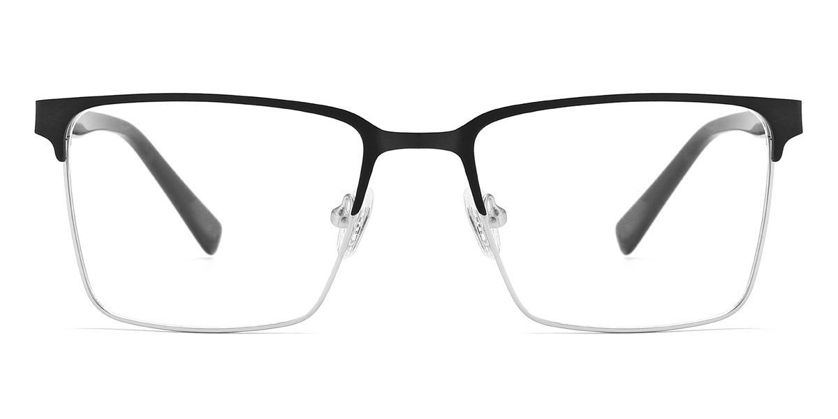 Schwarz Silber Dave Brille - Rectangle Glasses