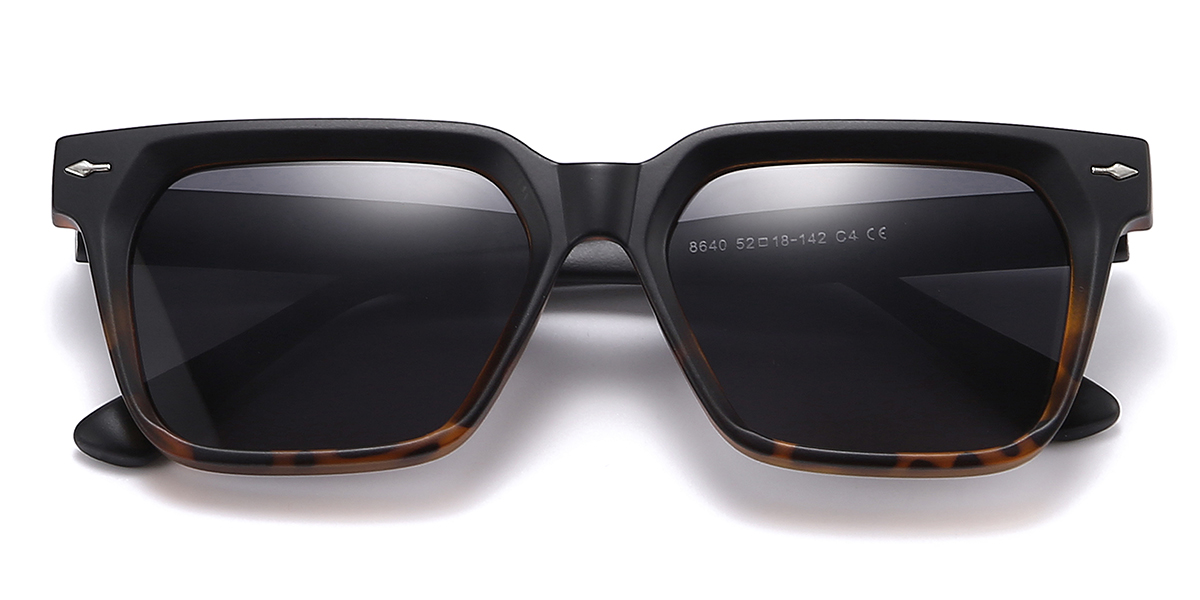 Black Tortoiseshell Gradual Grey Raphael Glasses - Rectangle Sunglasses