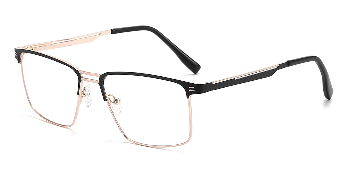 Rose Gold Black Leland Glasses - Rectangle Glasses