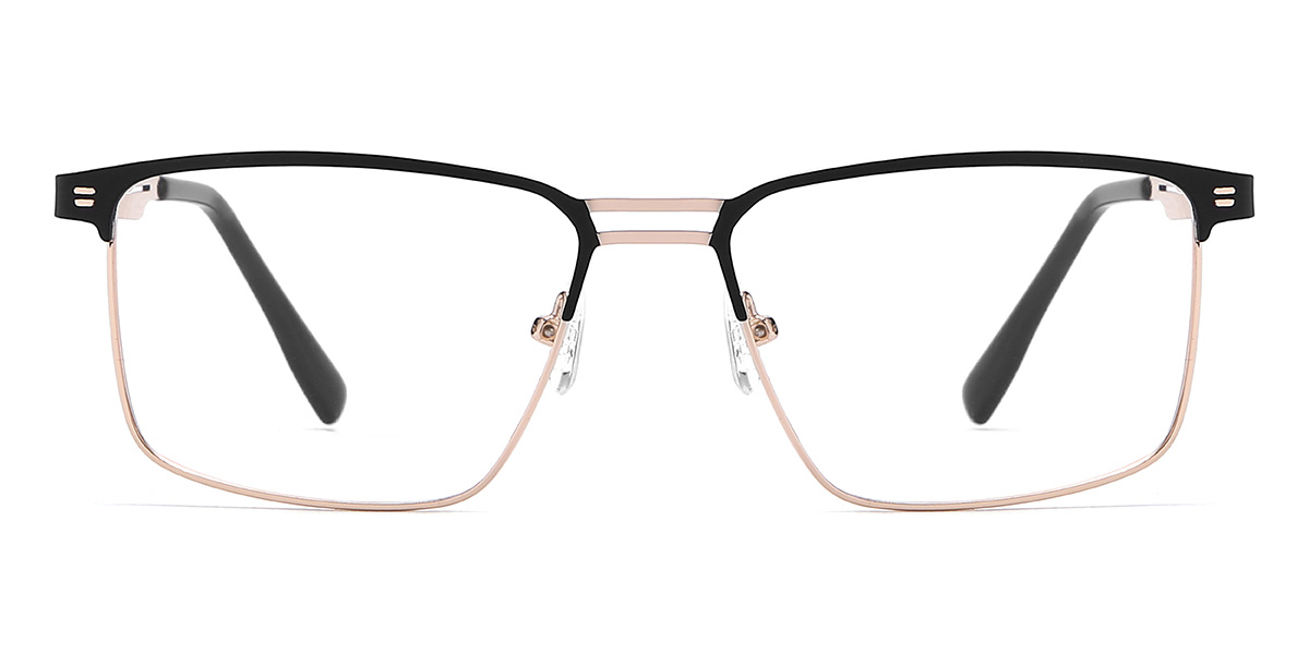 Rose Gold Black Leland - Rectangle Glasses