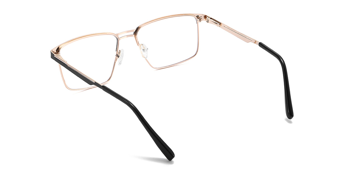 Rosé Gold Schwarz Leland Brille - Rectangle Glasses