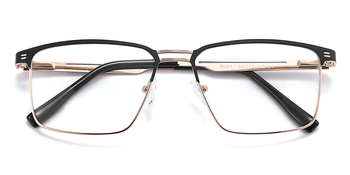 Rose Gold Black Leland Glasses - Rectangle Glasses