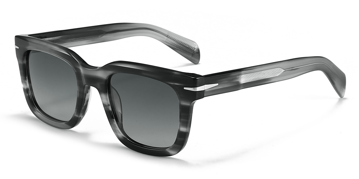 Black Tortoiseshell Gradual Grey Emmitt Glasses - Rectangle Sunglasses