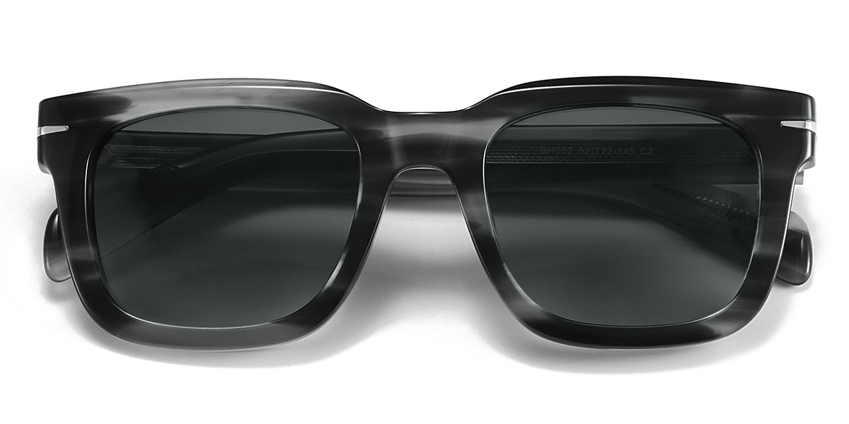 Black Tortoiseshell Gradual Grey Emmitt Glasses - Rectangle Sunglasses