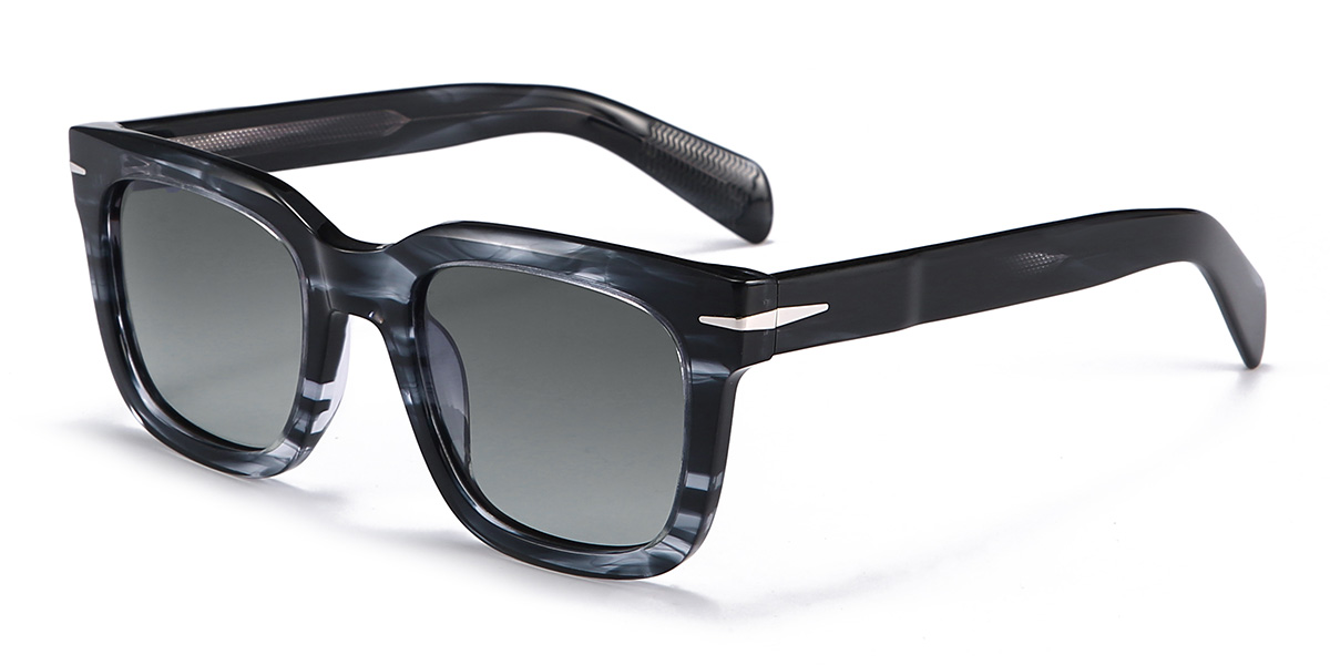 Black Marble Grey Emmitt Glasses - Rectangle Sunglasses
