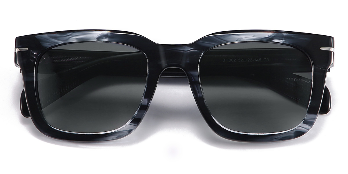 Black Marble Grey Emmitt Glasses - Rectangle Sunglasses