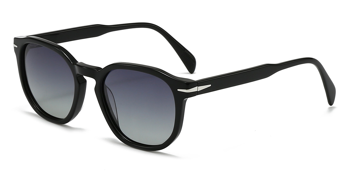 Negro Gris gradual Branden Gafas - Oval Sunglasses