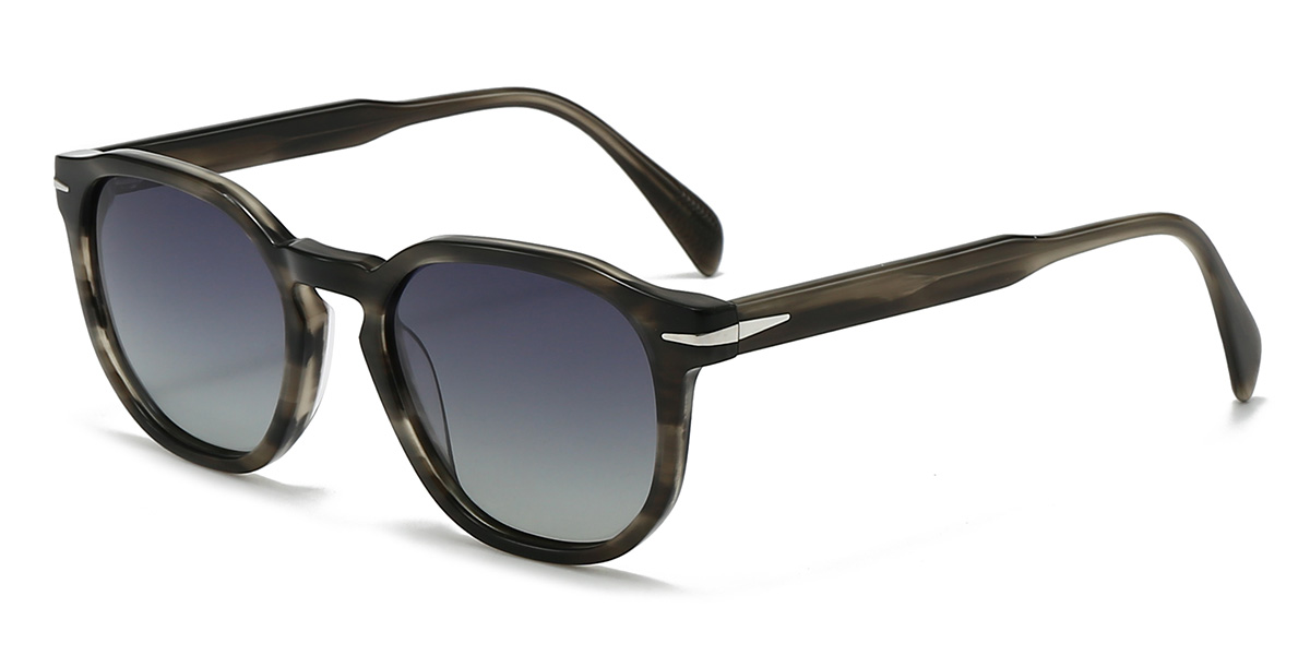 Holzmaserung Grau Branden Brille - Oval Sunglasses