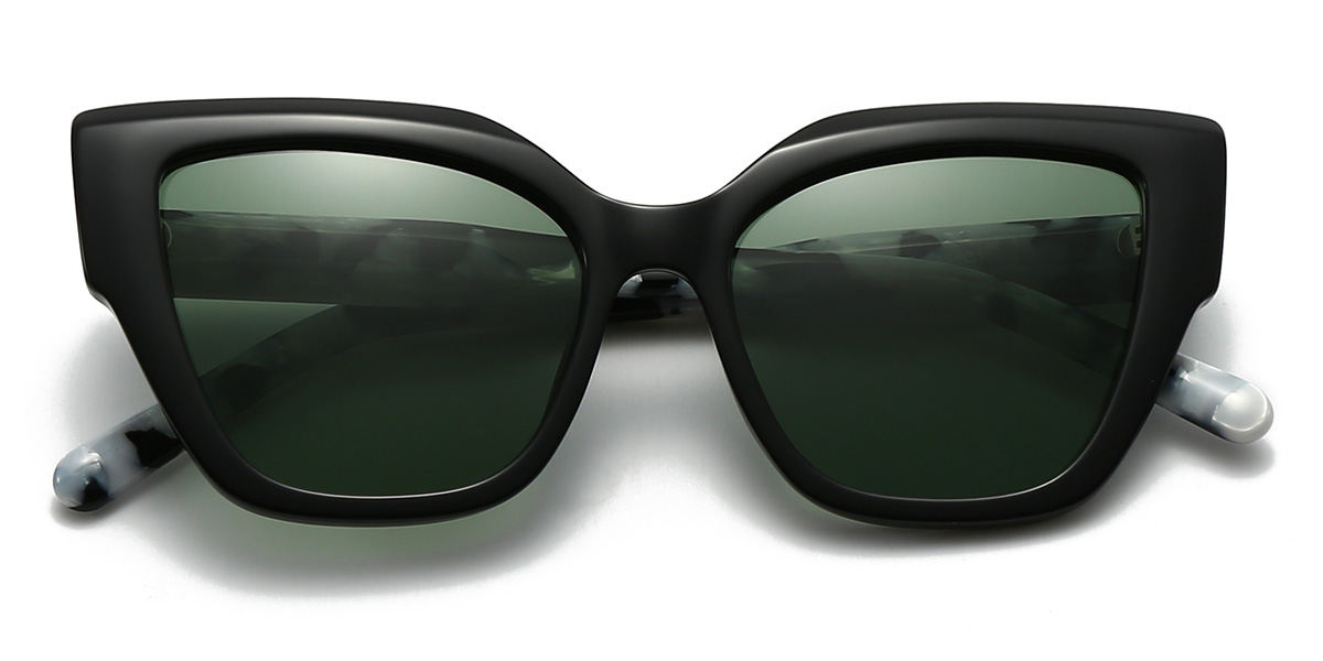 Negro Verde Oscuro Haleigh Gafas - Cat Eye Sunglasses