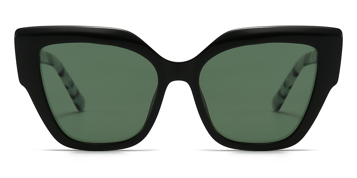 Negro Verde Oscuro Haleigh Gafas - Cat Eye Sunglasses