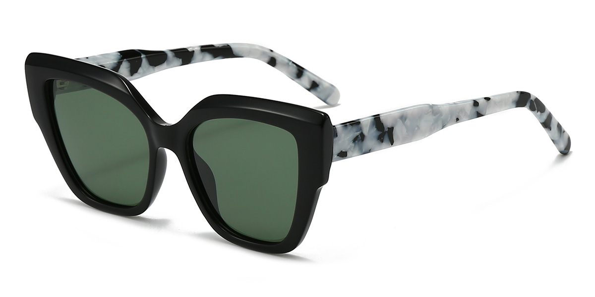 Negro Verde Oscuro Haleigh Gafas - Cat Eye Sunglasses