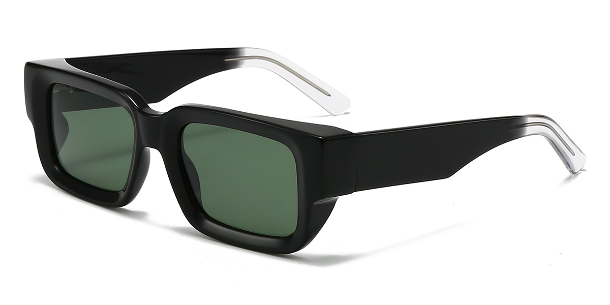 Negro Verde Oscuro Timmy Gafas - Rectangle Sunglasses