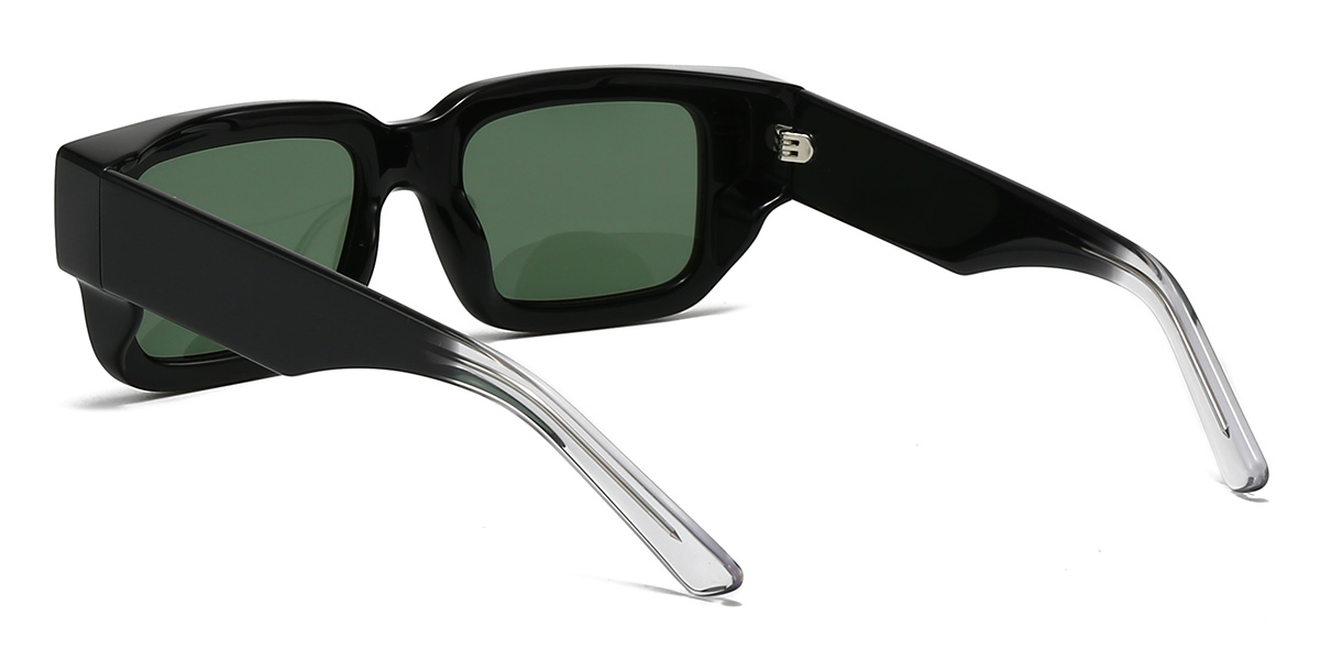 Negro Verde Oscuro Timmy Gafas - Rectangle Sunglasses