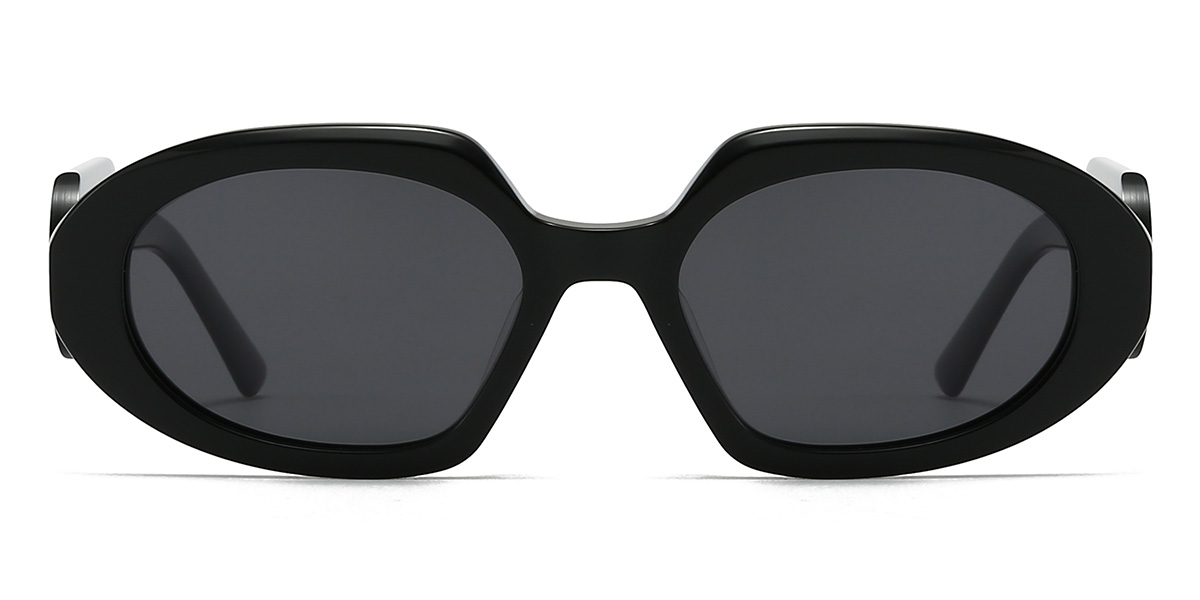 Negro Gris Freddie Gafas - Oval Sunglasses