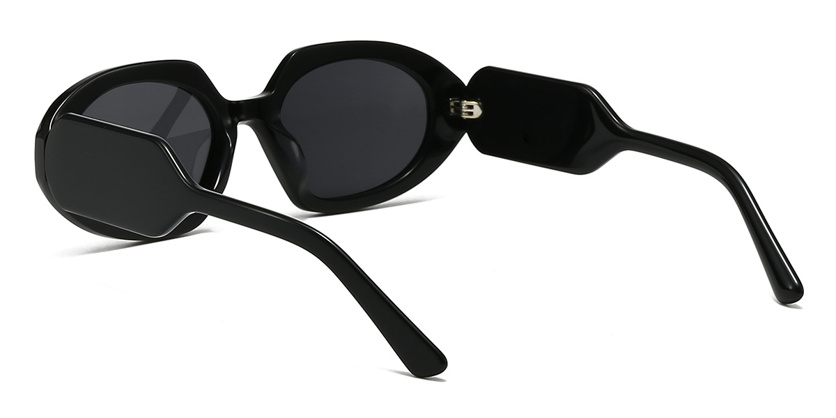 Negro Gris Freddie Gafas - Oval Sunglasses