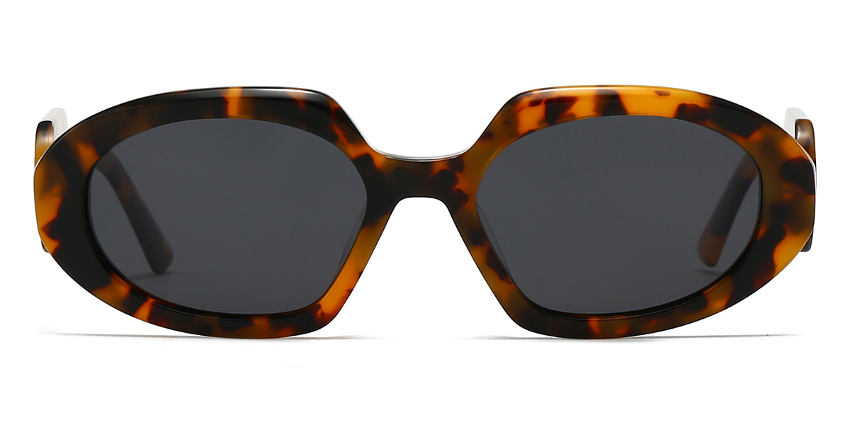 Yellow Tortoiseshell Grey Freddie Glasses - Oval Sunglasses