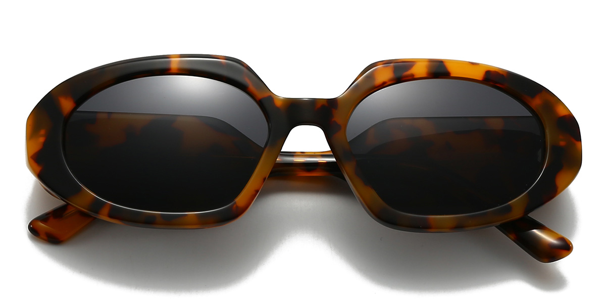 Yellow Tortoiseshell Grey Freddie Glasses - Oval Sunglasses