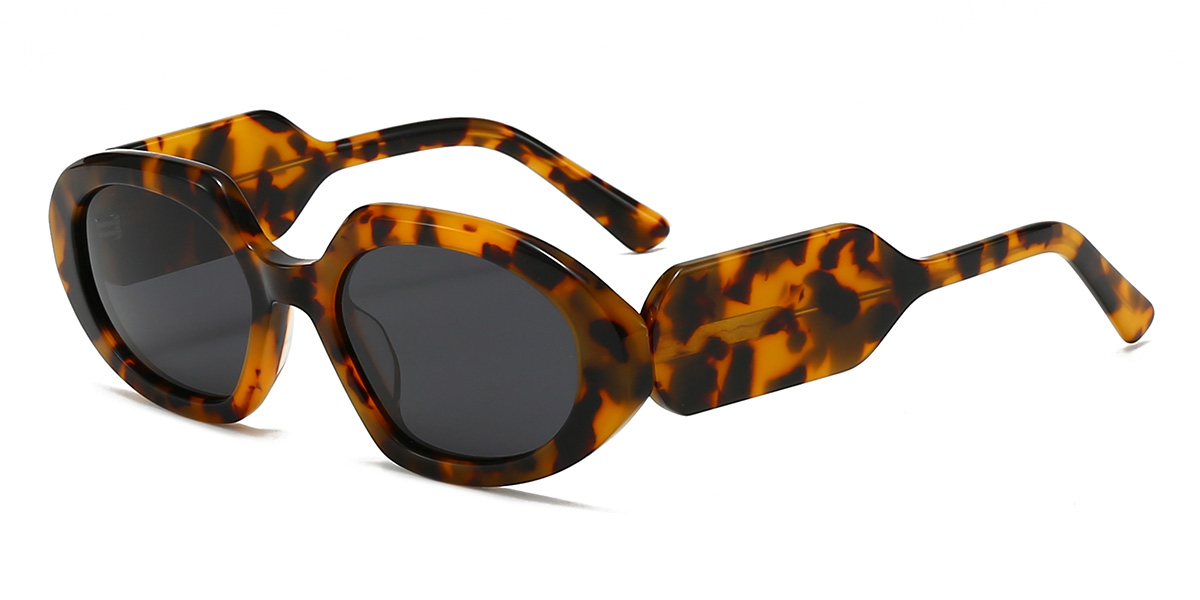 Yellow Tortoiseshell Grey Freddie Glasses - Oval Sunglasses