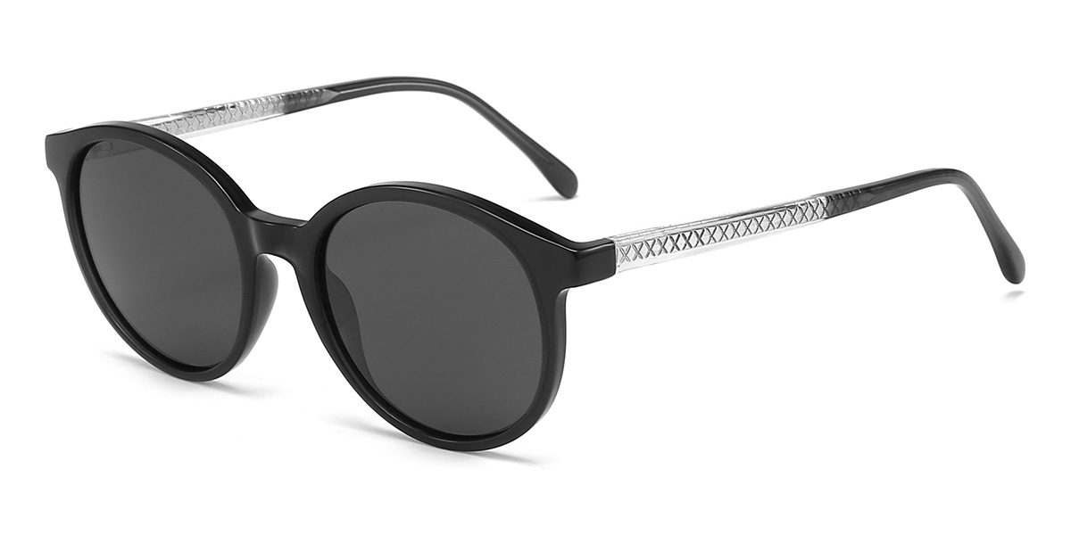 Negro Gris Adrienne Gafas - Oval Sunglasses