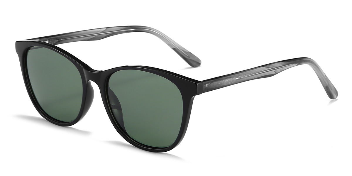 Negro Verde Oscuro Guillermo Gafas - Rectangle Sunglasses