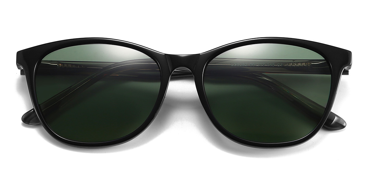 Negro Verde Oscuro Guillermo Gafas - Rectangle Sunglasses