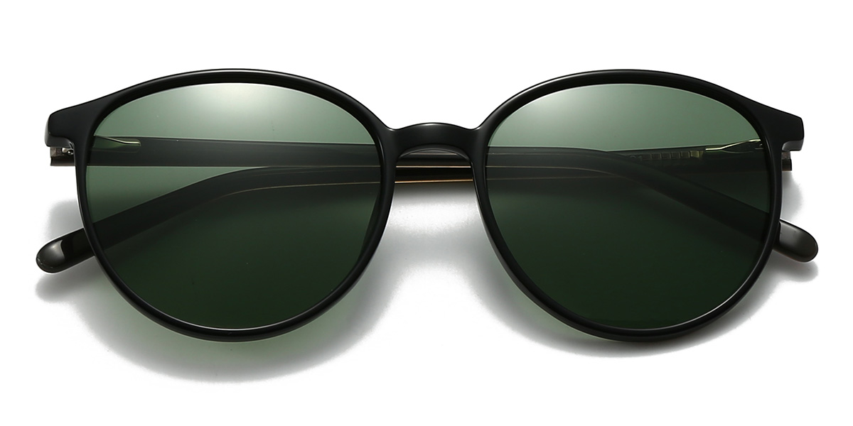 Negro Verde Oscuro Livia Gafas - Oval Sunglasses