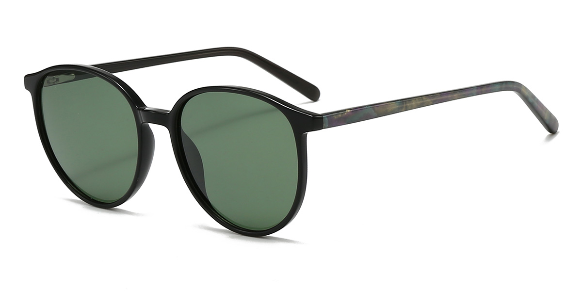 Negro Verde Oscuro Livia Gafas - Oval Sunglasses