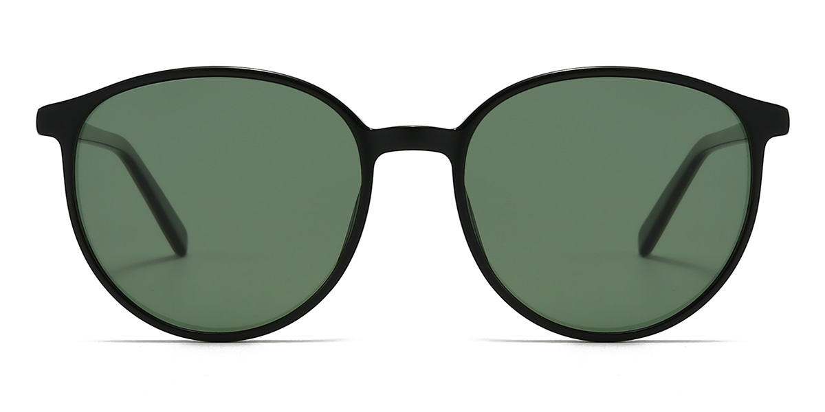 Negro Verde Oscuro Livia - Oval Sunglasses