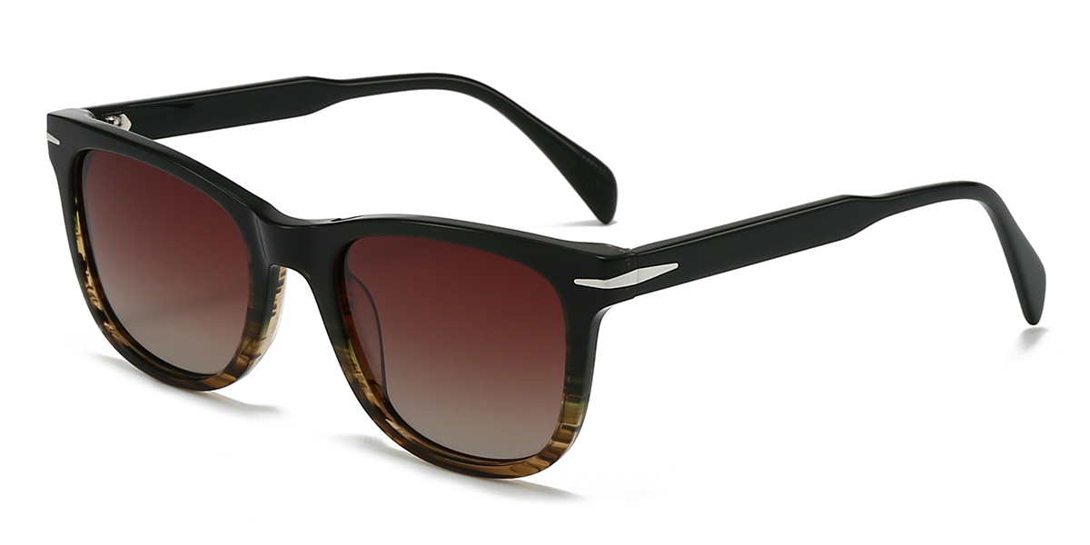 Black Tortoiseshell Gradual Brown Jaslyn Glasses - Oval Sunglasses