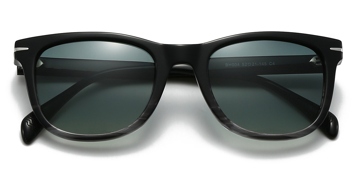 Noir Écaille de tortue Vert dégradé Jaslyn Lunettes - Oval Sunglasses