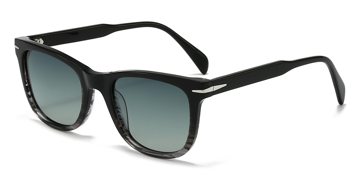 Noir Écaille de tortue Vert dégradé Jaslyn Lunettes - Oval Sunglasses