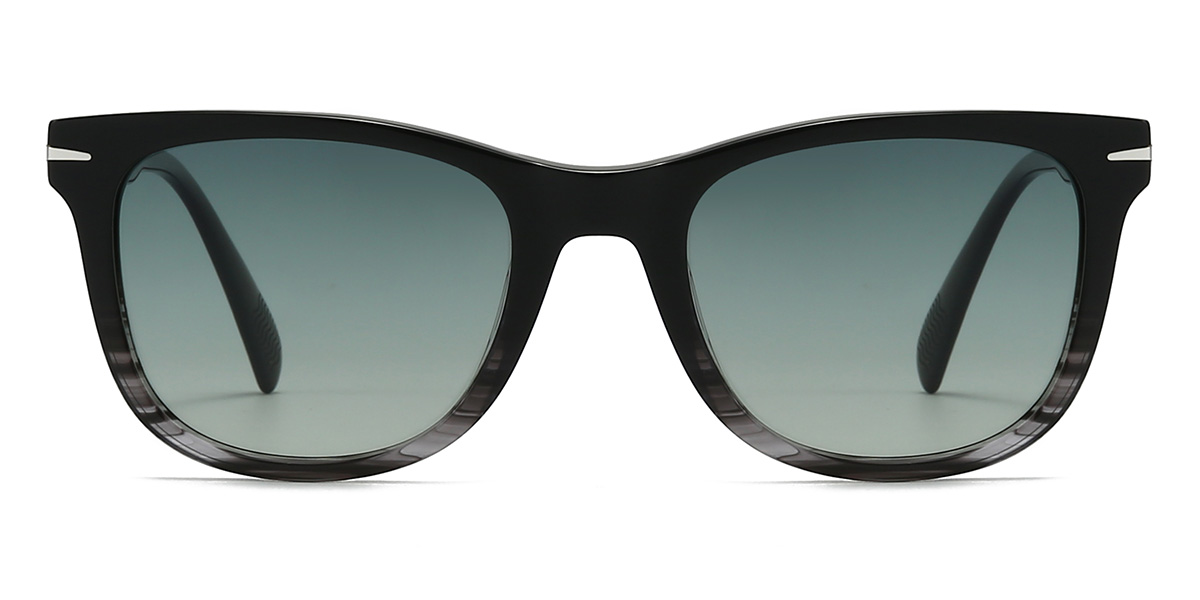 Noir Écaille de tortue Vert dégradé Jaslyn Lunettes - Oval Sunglasses