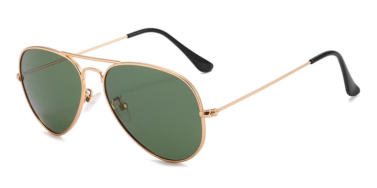 Gold Dark Green Skylah Glasses - Aviator Sunglasses