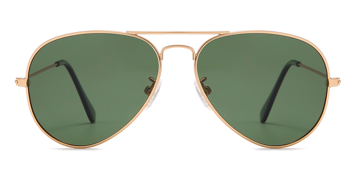 Gold Dark Green Skylah Glasses - Aviator Sunglasses
