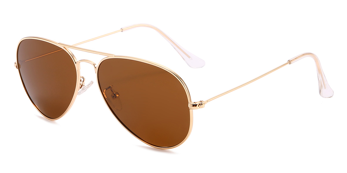 Gold Brown Skylah Glasses - Aviator Sunglasses