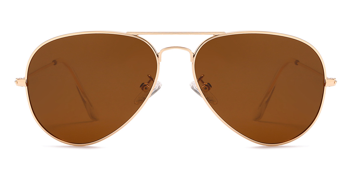 Gold Brown Skylah Glasses - Aviator Sunglasses