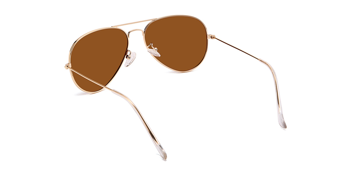 Gold Brown Skylah Glasses - Aviator Sunglasses