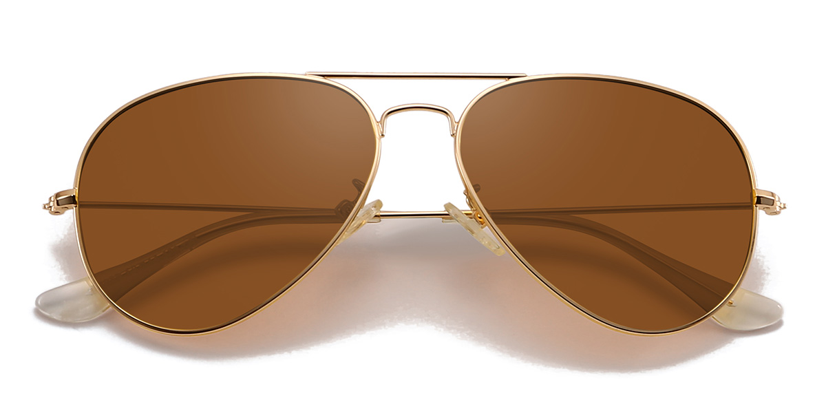 Gold Brown Skylah Glasses - Aviator Sunglasses