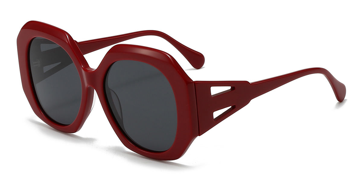 Rot Grau Ariyana Brille - Oval Sunglasses