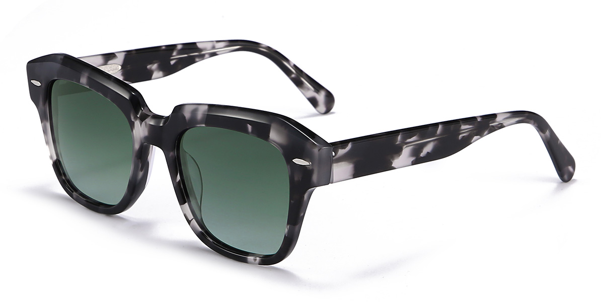 Noir Écaille de tortue Vert dégradé Yesenia Lunettes - Square Sunglasses