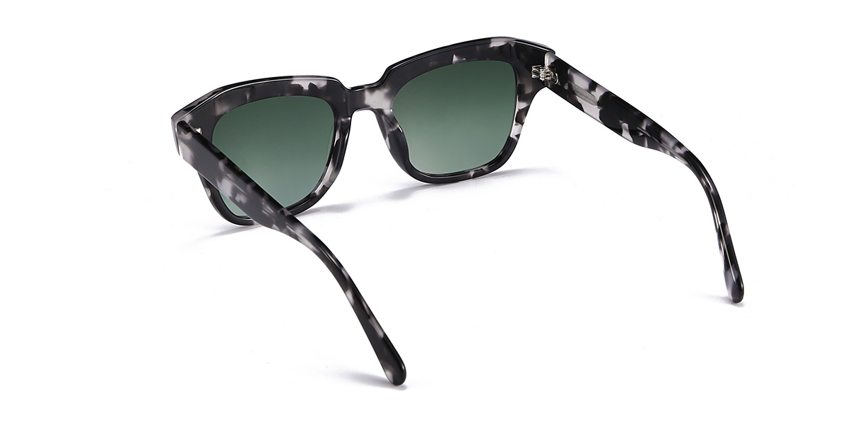 Noir Écaille de tortue Vert dégradé Yesenia Lunettes - Square Sunglasses