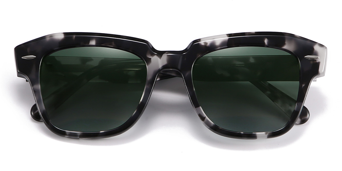 Noir Écaille de tortue Vert dégradé Yesenia Lunettes - Square Sunglasses