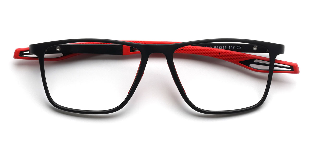 Black Red Armaan Glasses - Rectangle Glasses
