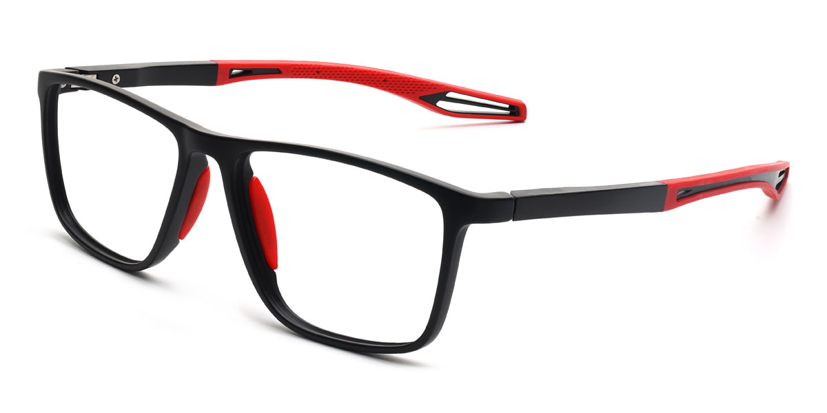 Black Red Armaan Glasses - Rectangle Glasses