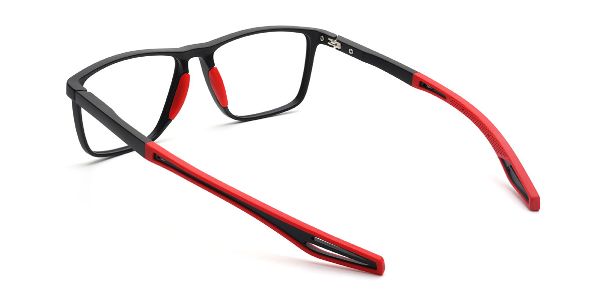 Black Red Armaan Glasses - Rectangle Glasses