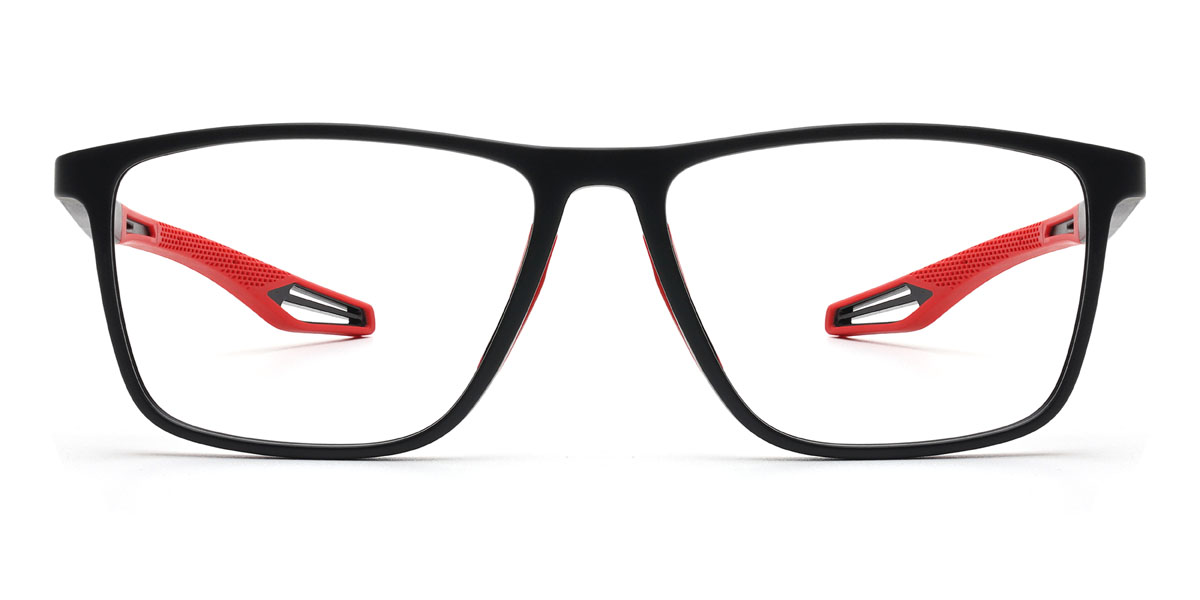 Black Red Armaan Glasses - Rectangle Glasses