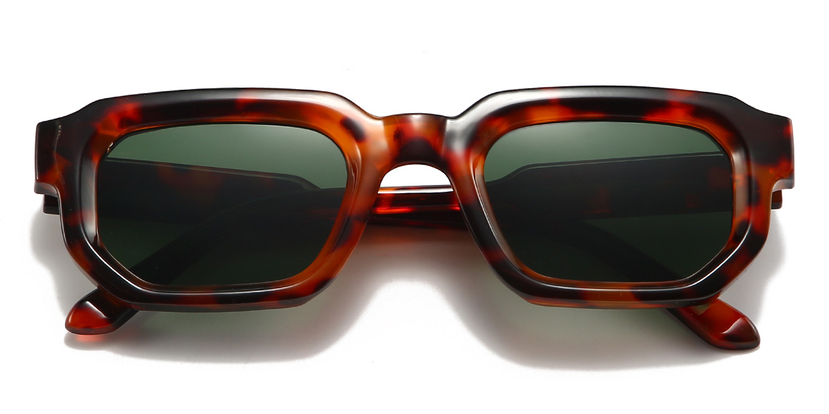 Tortoiseshell Dark Green Adore Glasses - Rectangle Sunglasses