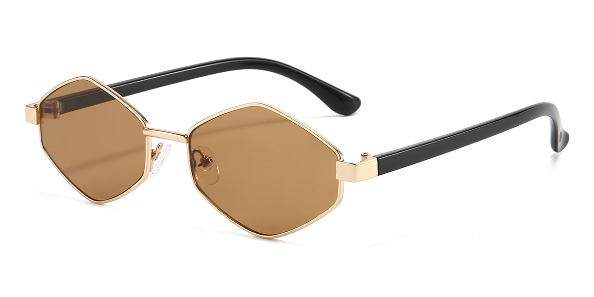 Dorado Marrón Farhan Gafas - Oval Sunglasses