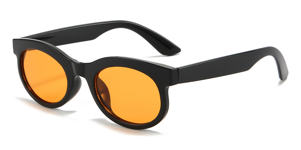 Black Orange Jannat Glasses - Oval Sunglasses